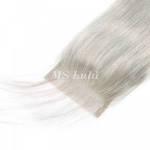 4X4 Silver Grey Virgin Hair Natural Straight Lace Closure | Human Hair Wig | Lace Front